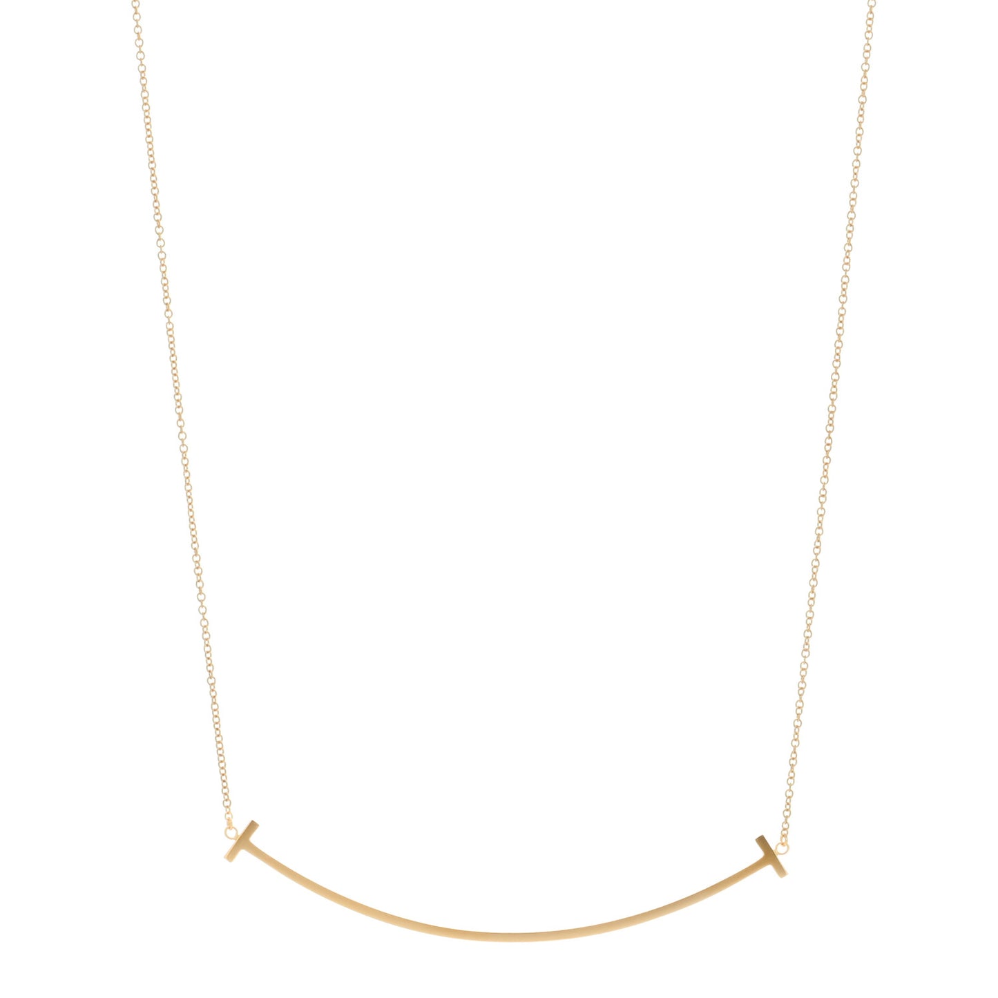 18K Yellow Gold Large T Smile Pendant Necklace