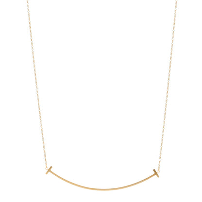 Tiffany 18K Yellow Gold Large T Smile Pendant Necklace 1 of 4