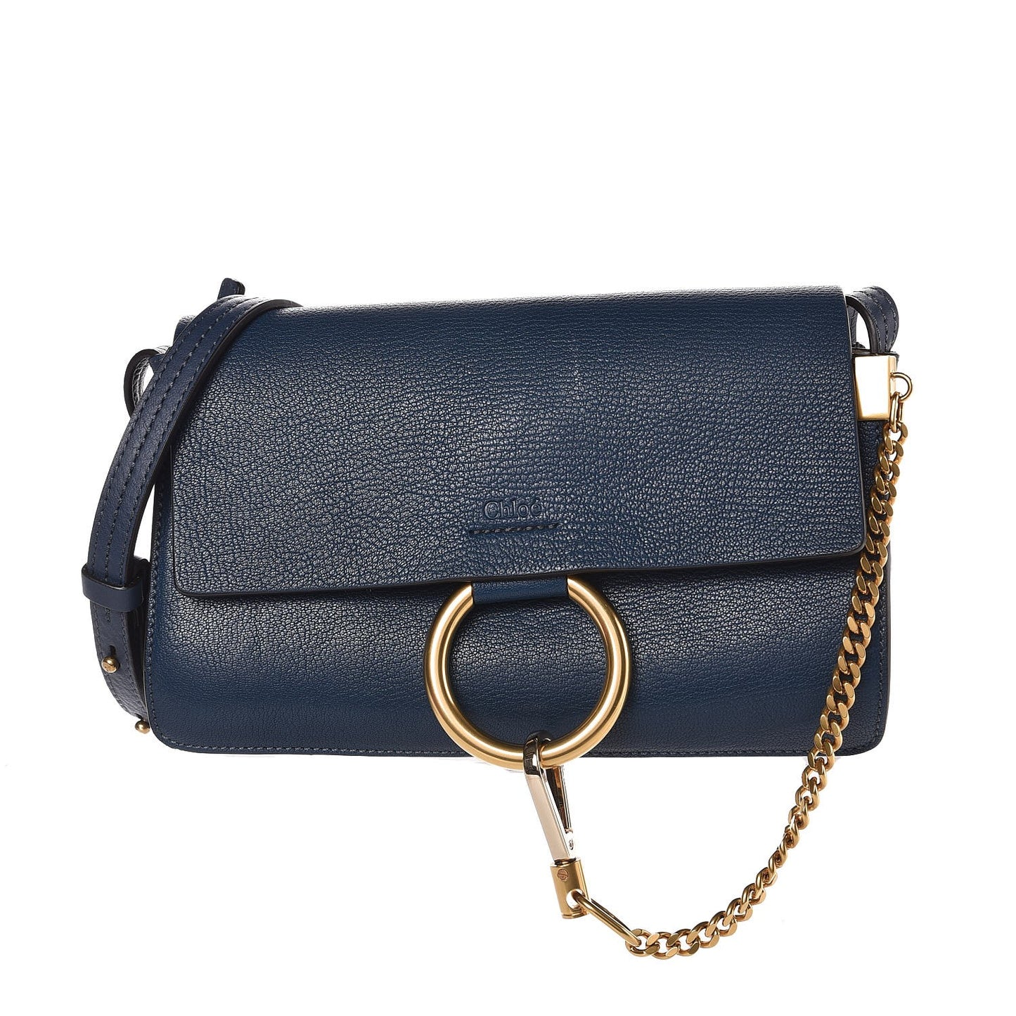 Goatskin Small Faye Shoulder Bag Denim Blue
