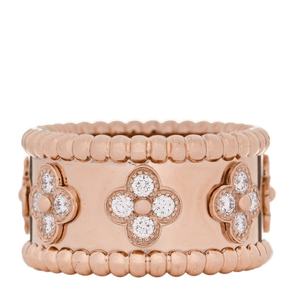 Van Cleef & Arpels 18K Rose Gold Diamond Small Perlee Clovers Ring 48 4.5 3 of 5