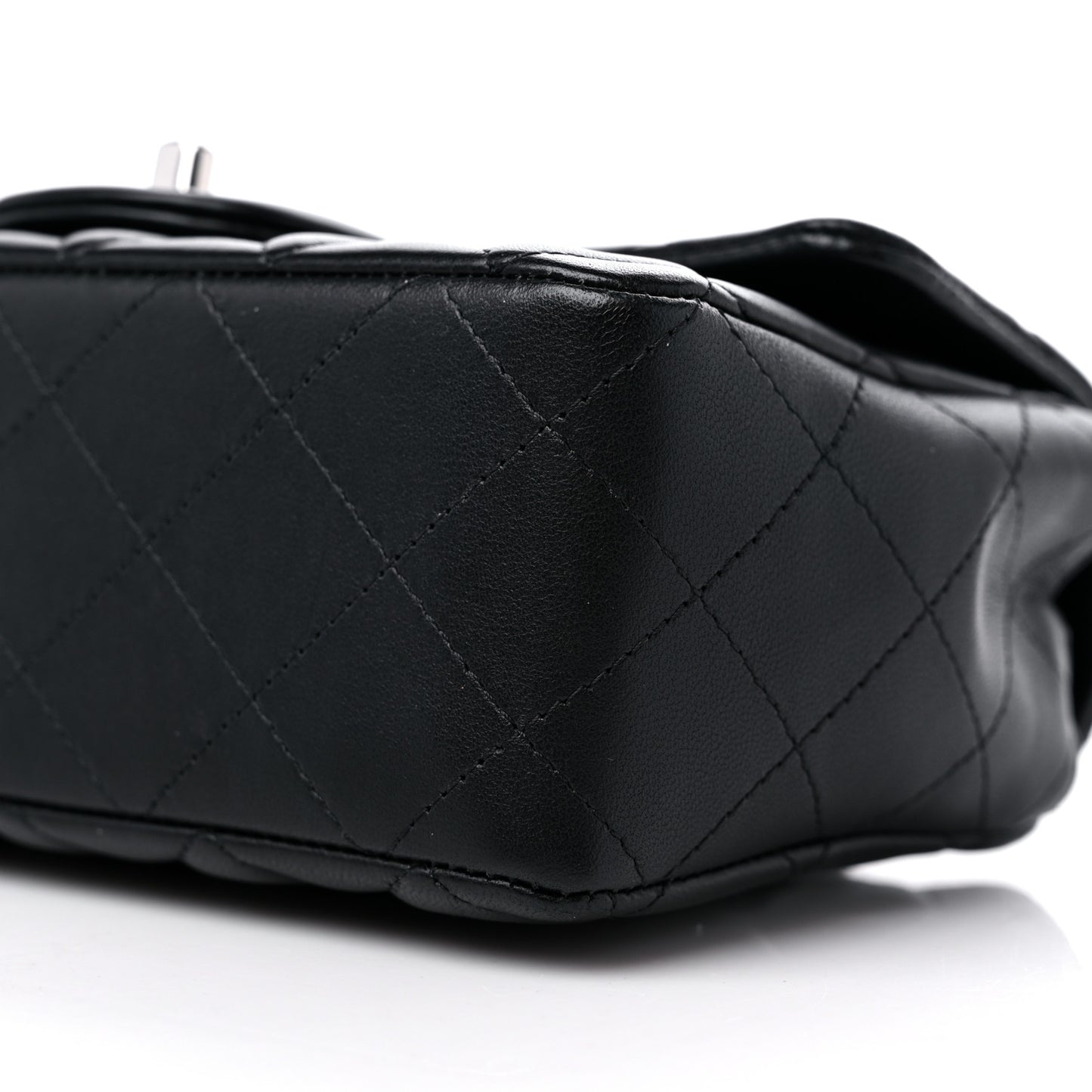 Lambskin Quilted Mini Rectangular Flap Black