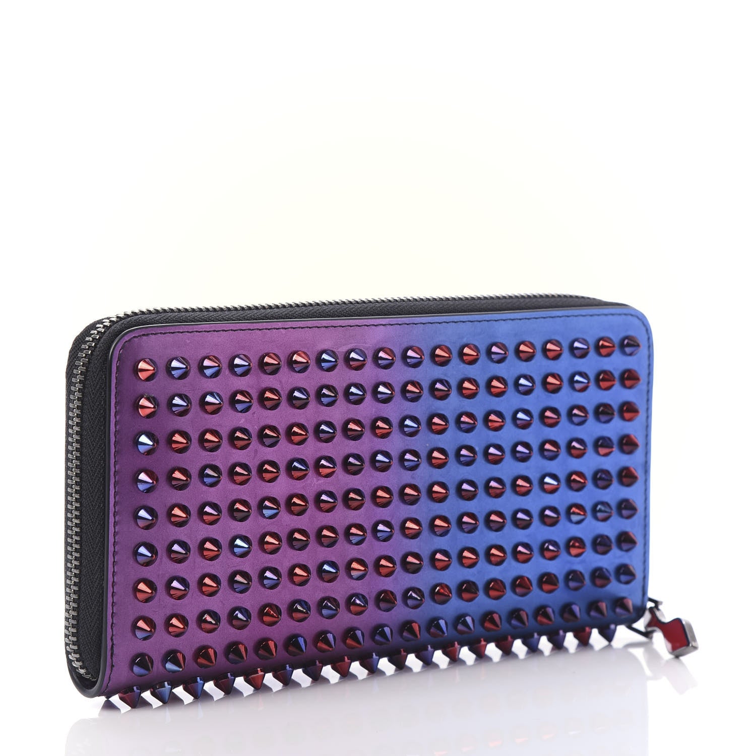 Christian Louboutin Patent Scarabe Spikes Panettone Zip Around Wallet Rose Digitale 3 of 9