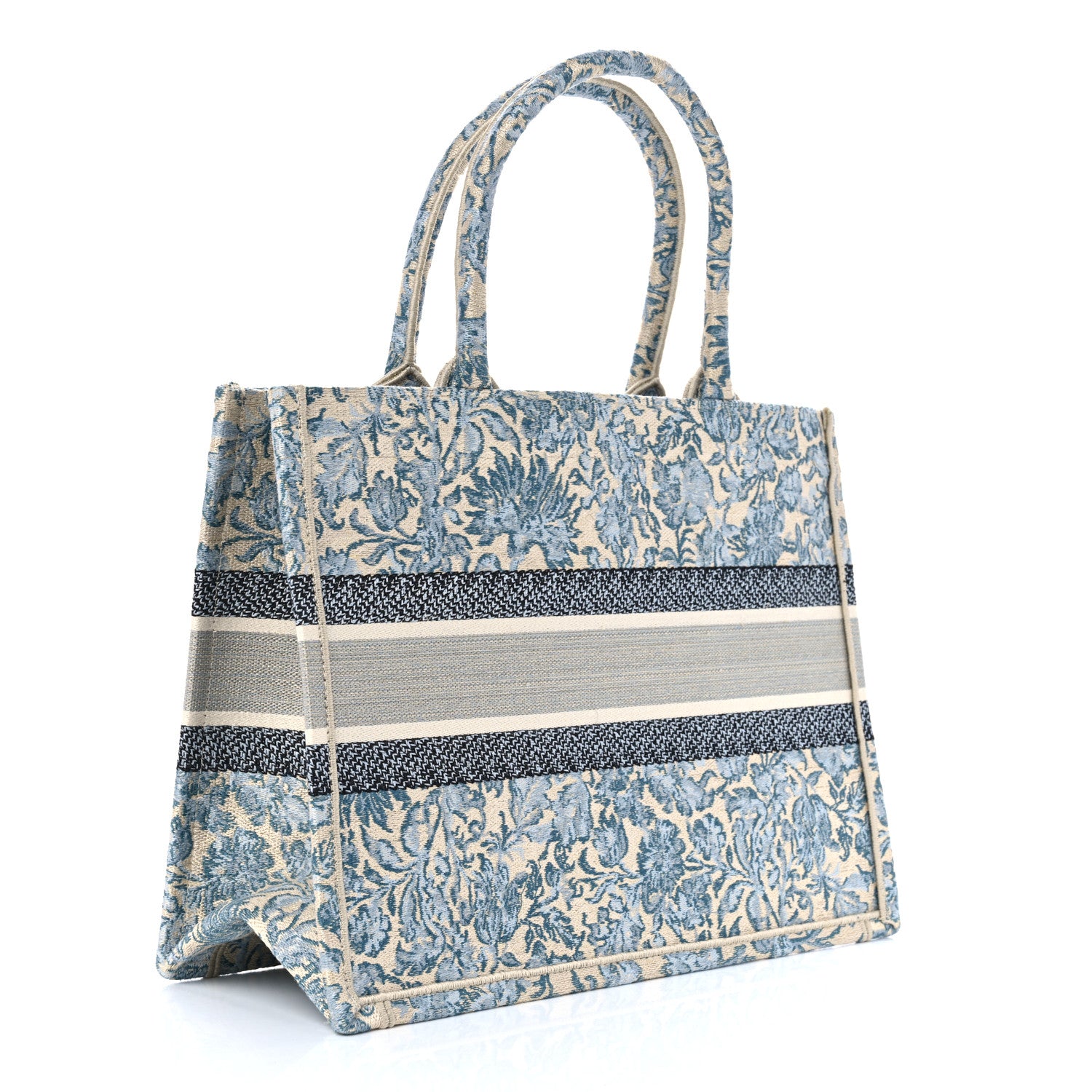 Christian Dior Canvas Embroidered Medium Brocart Book Tote Blue 3 of 10