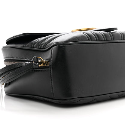 Gucci Calfskin Matelasse Sylvie Web Small GG Marmont Top Handle Shoulder Bag Black 9 of 11