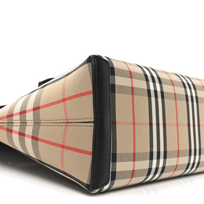 Burberry Calfskin Vintage Check Small Society Top Handle Bag Archive Beige Black 8 of 9