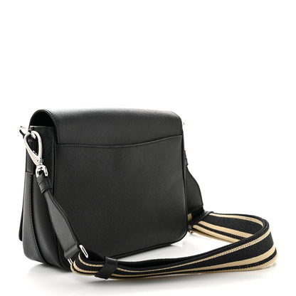 Prada Saffiano Cuir Triangle Logo Embossed Flap Crossbody Black 3 of 9