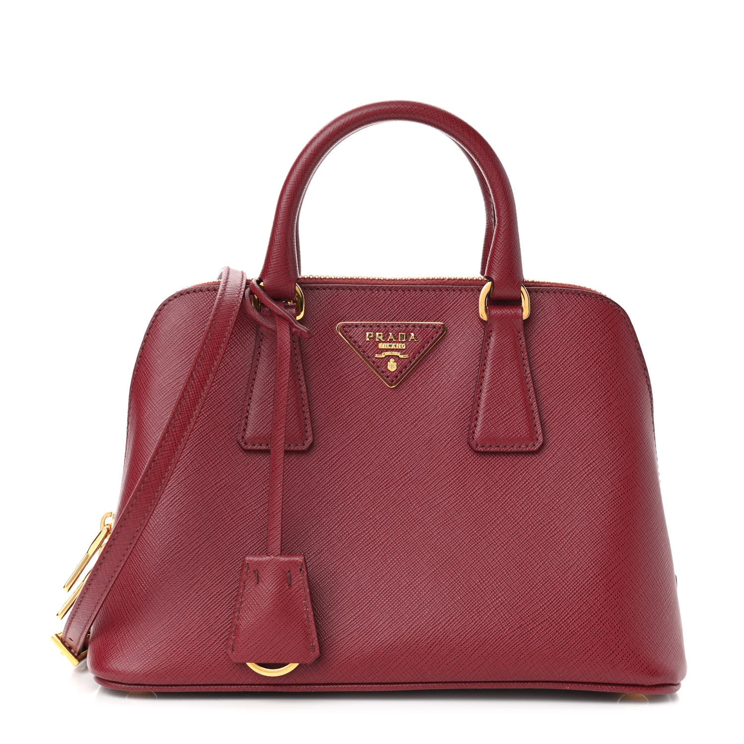 Prada Saffiano Lux Mini Promenade Tote Cerise 1 of 8