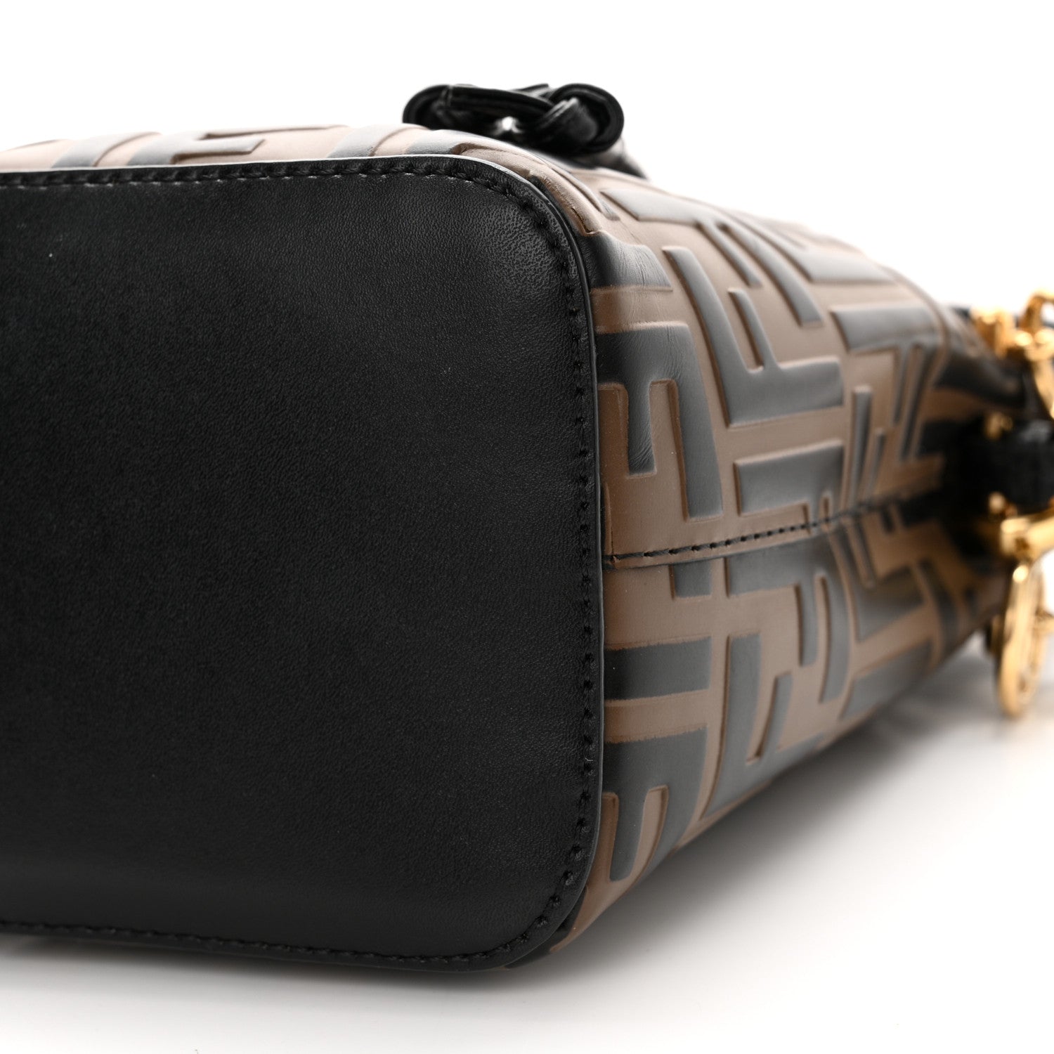 Fendi Vitello Liberty F is Fendi Bi-Color FF 1974 Embossed Mini Mon Tresor Bucket Bag Maya Black 10 of 13