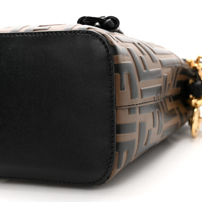 Fendi Vitello Liberty F is Fendi Bi-Color FF 1974 Embossed Mini Mon Tresor Bucket Bag Maya Black 10 of 13
