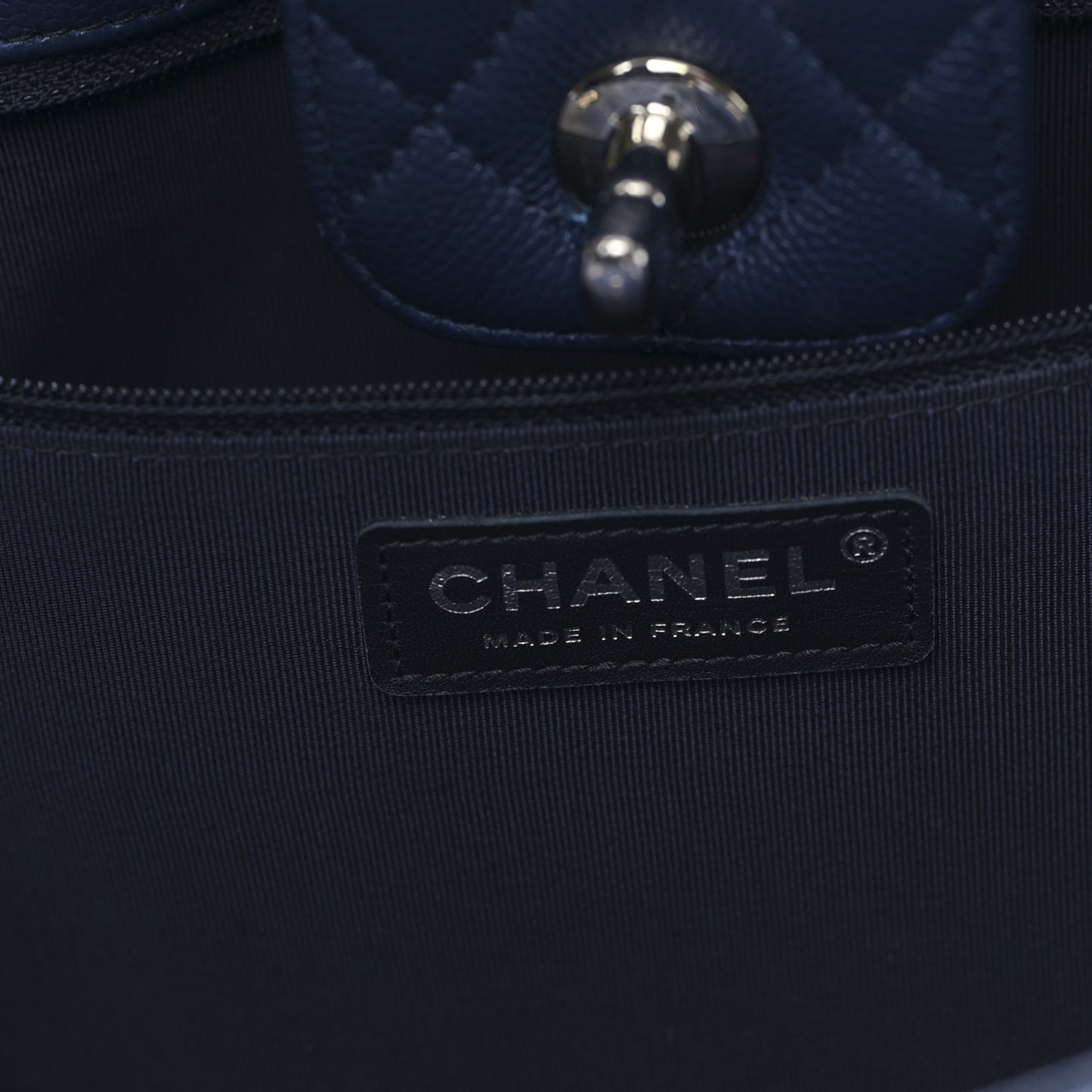 Caviar Quilted Large Classic Shopping Tote Blue