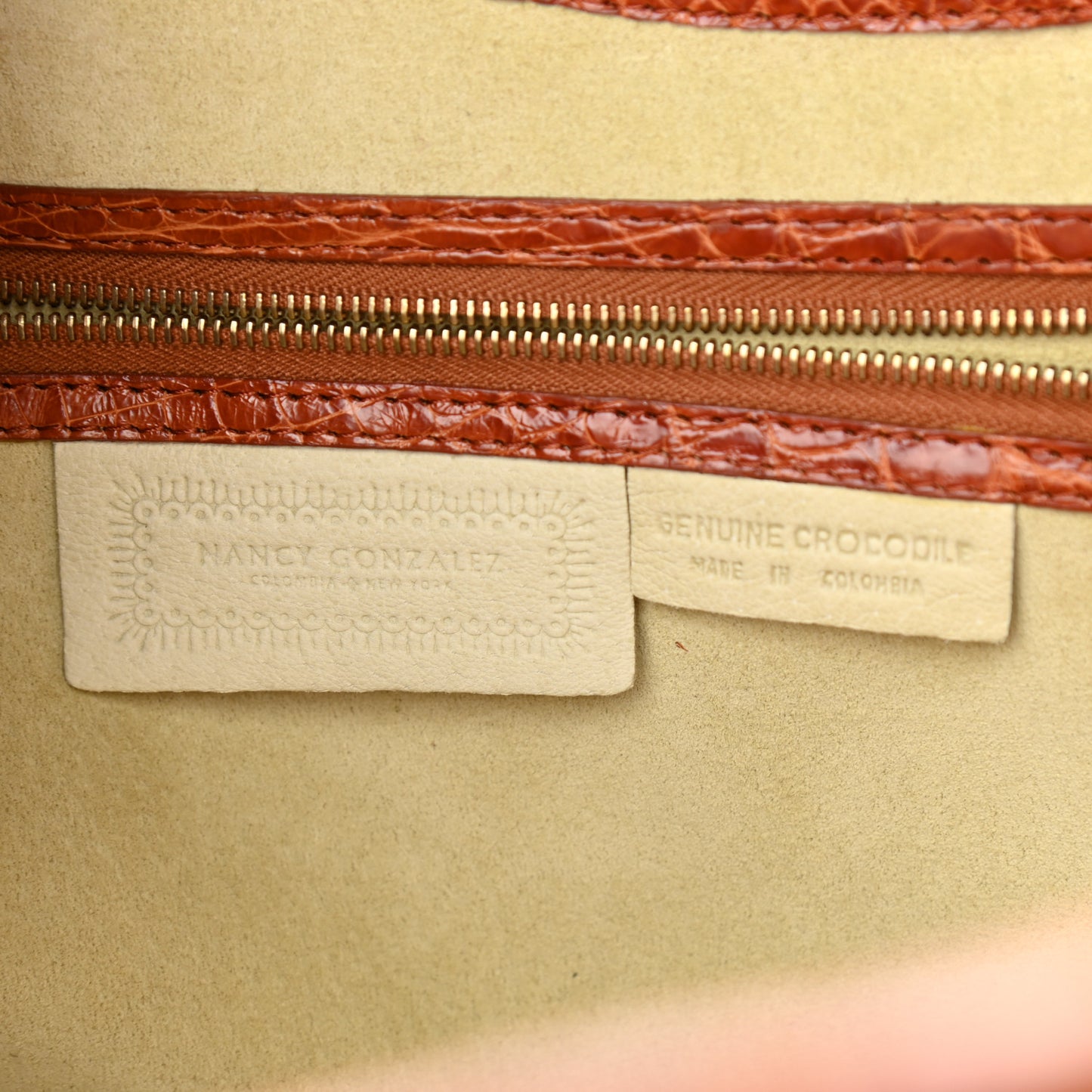 Linen Crocodile Tote Brown