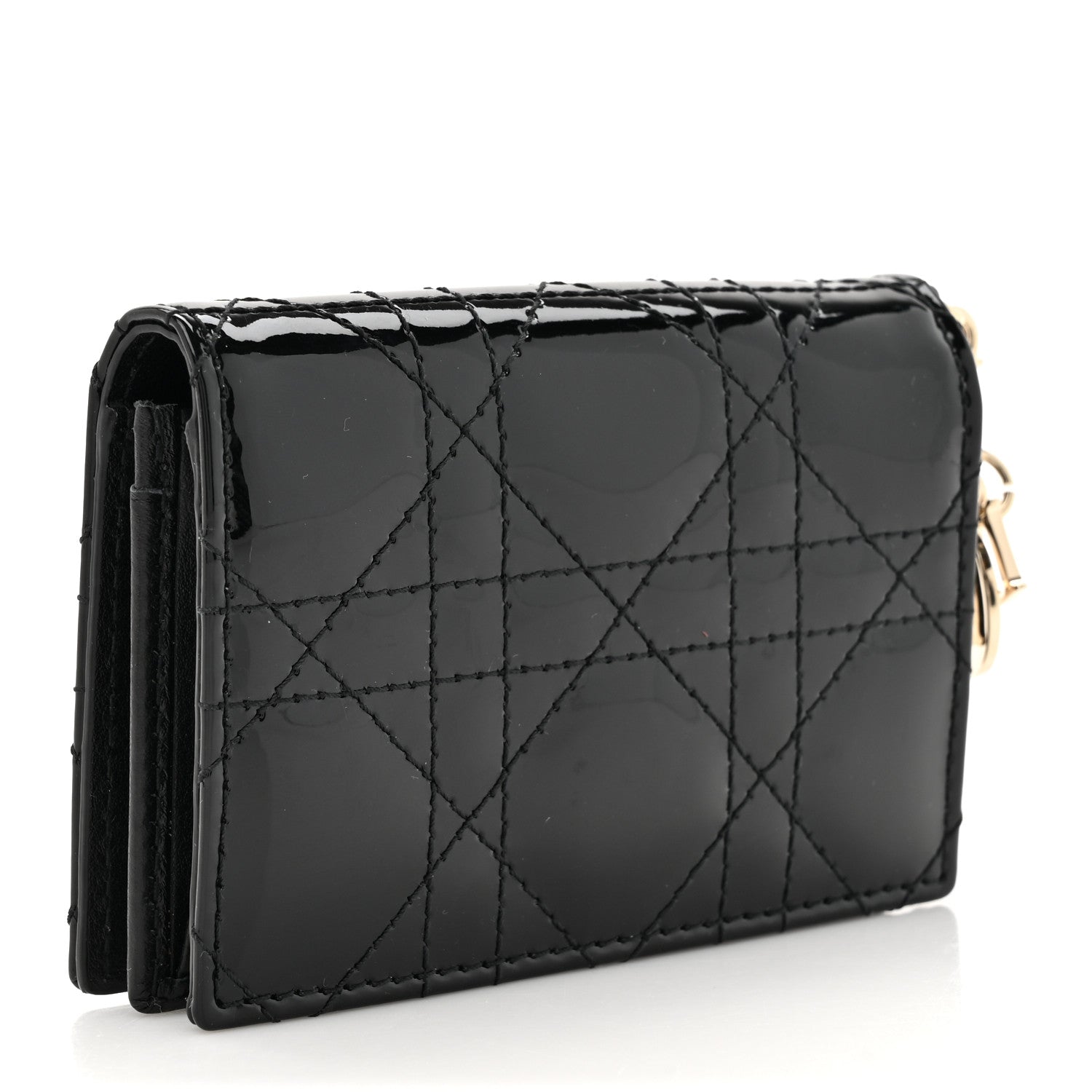 Christian Dior Patent Cannage Small Lady Dior Flap Card Holder Black 3 of 9