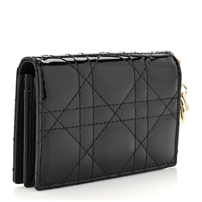 Christian Dior Patent Cannage Small Lady Dior Flap Card Holder Black 3 of 9