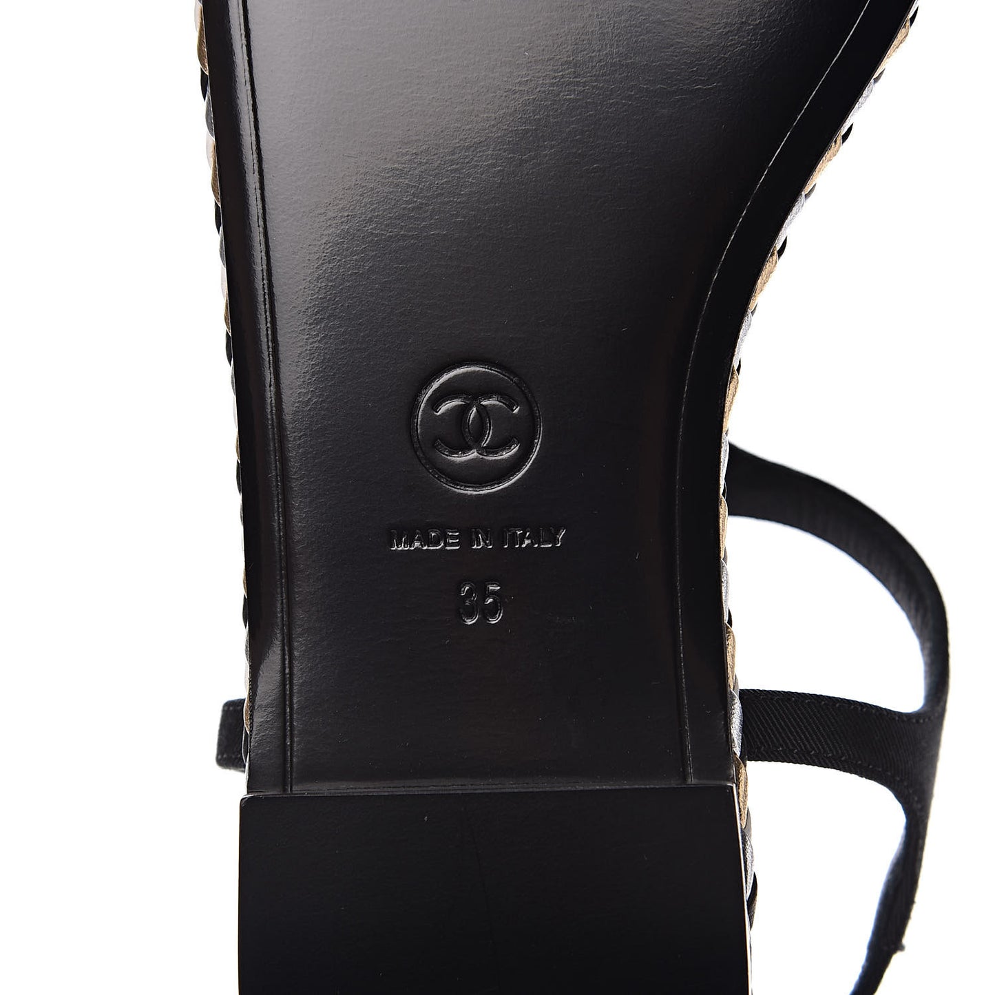 Grosgrain Chain Thong Sandals 35 Black