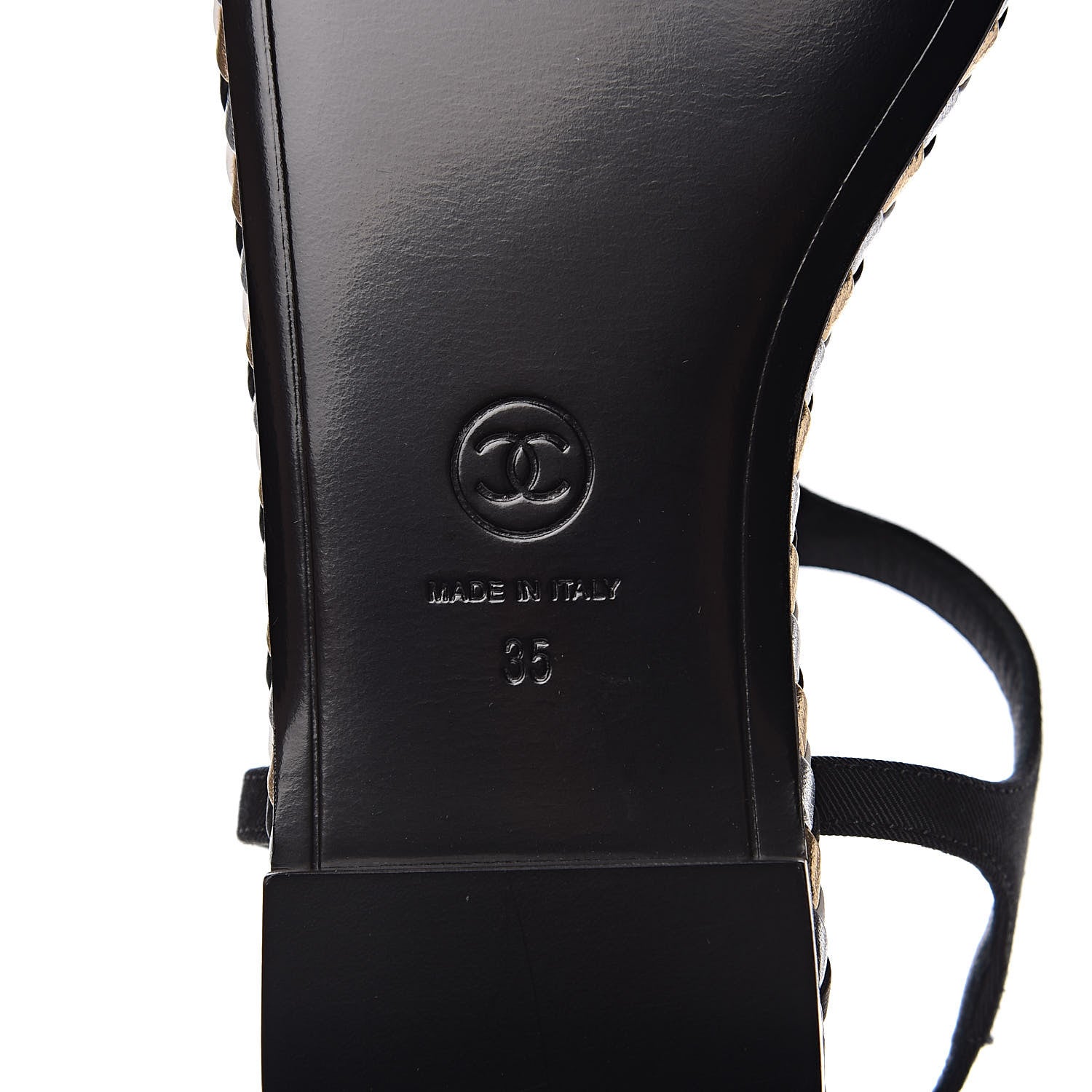 Chanel Grosgrain Chain Thong Sandals 35 Black 8 of 9