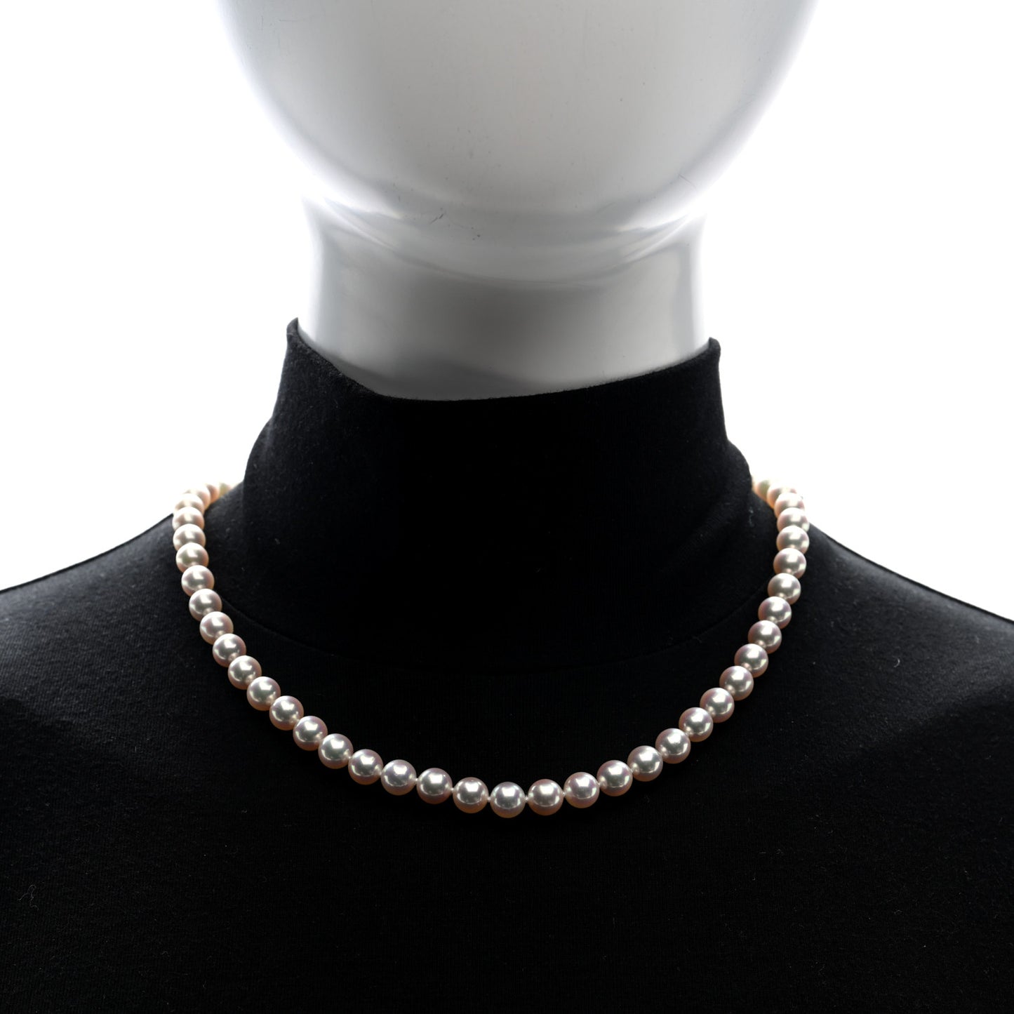 18K White Gold Akoya Cultured Pearl 7-7.5mm Strand Necklace 18"