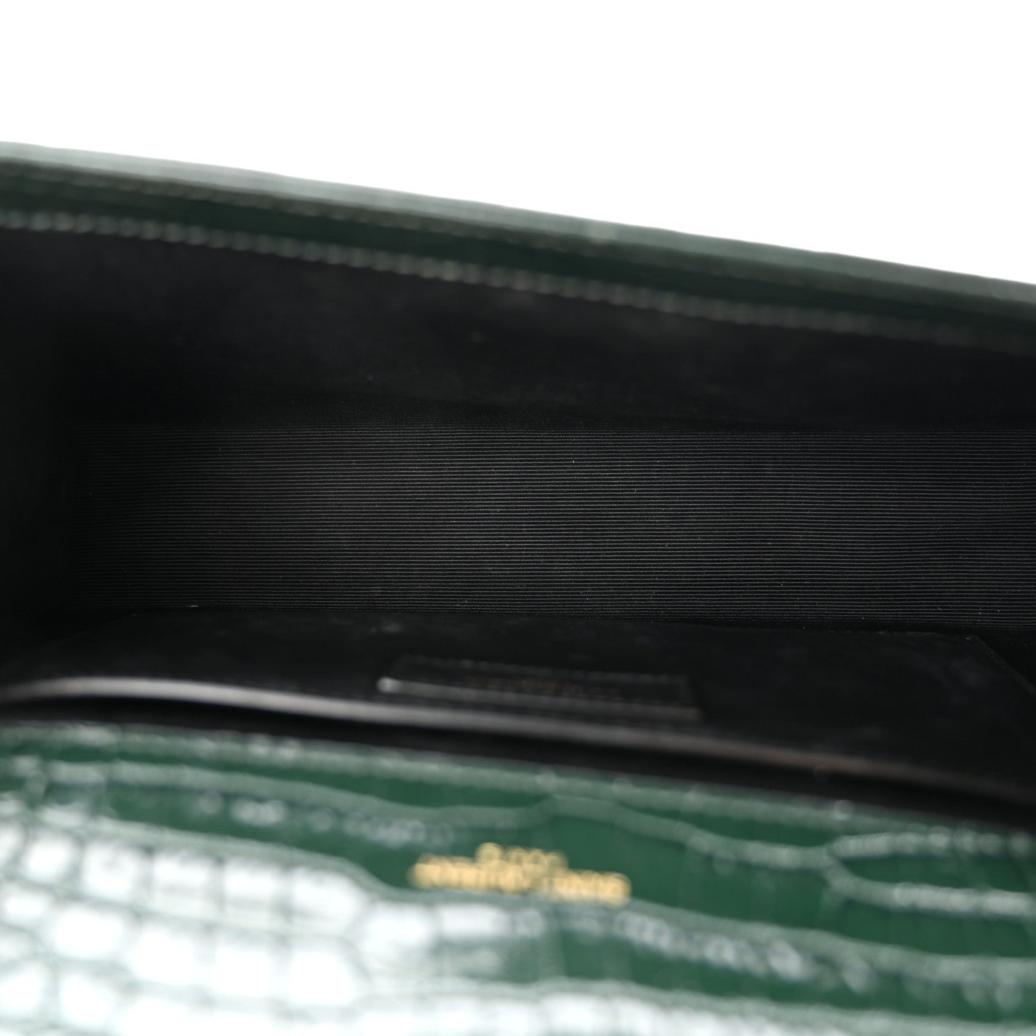Saint Laurent Calfskin Crocodile Embossed Medium Classic Monogram Kate Tassel Satchel Dark Mint 5 of 13