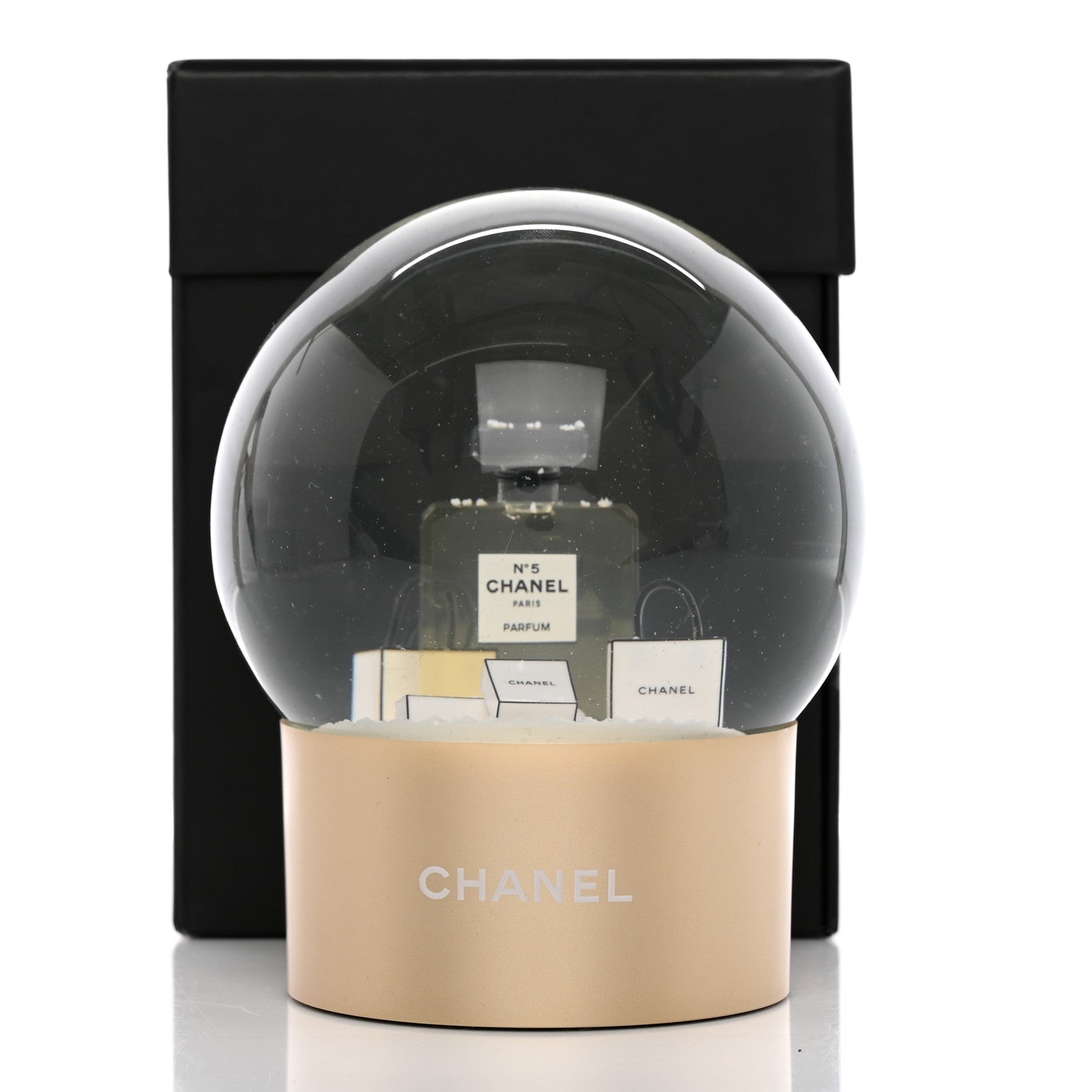 Chanel Glass N°5 Perfume Bottle Snow Globe Gold 9 of 9