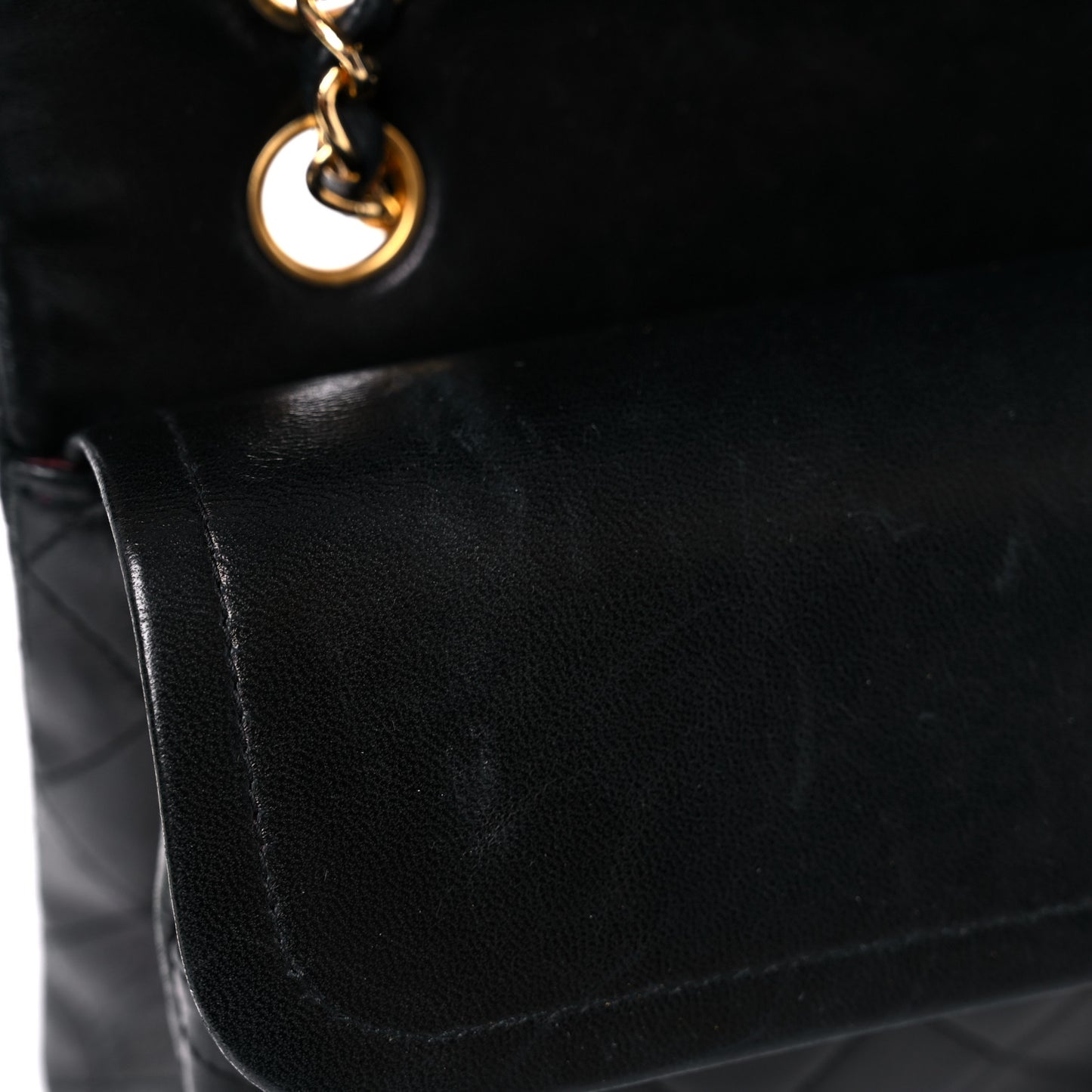 Lambskin Quilted Medium Double Flap Black