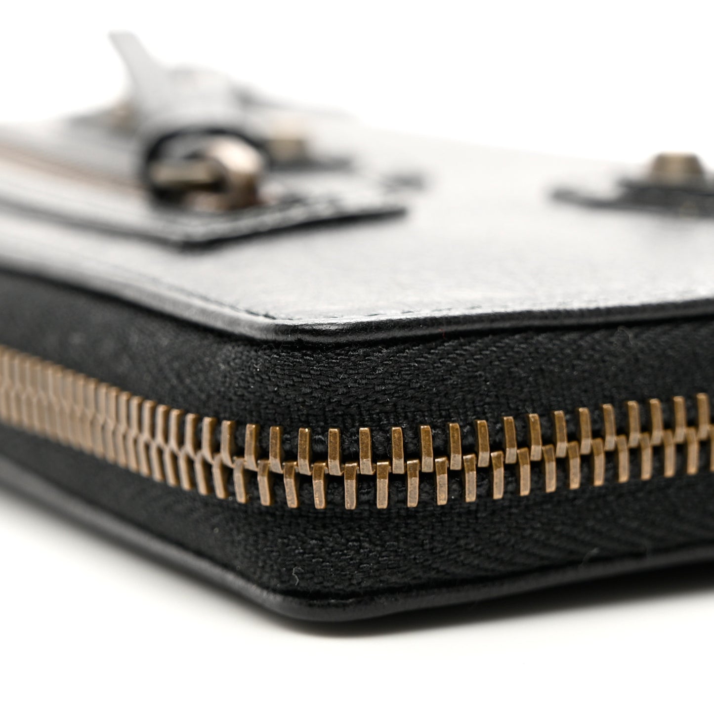 Agneau Classic Hardware Continental Zip Around Wallet Black