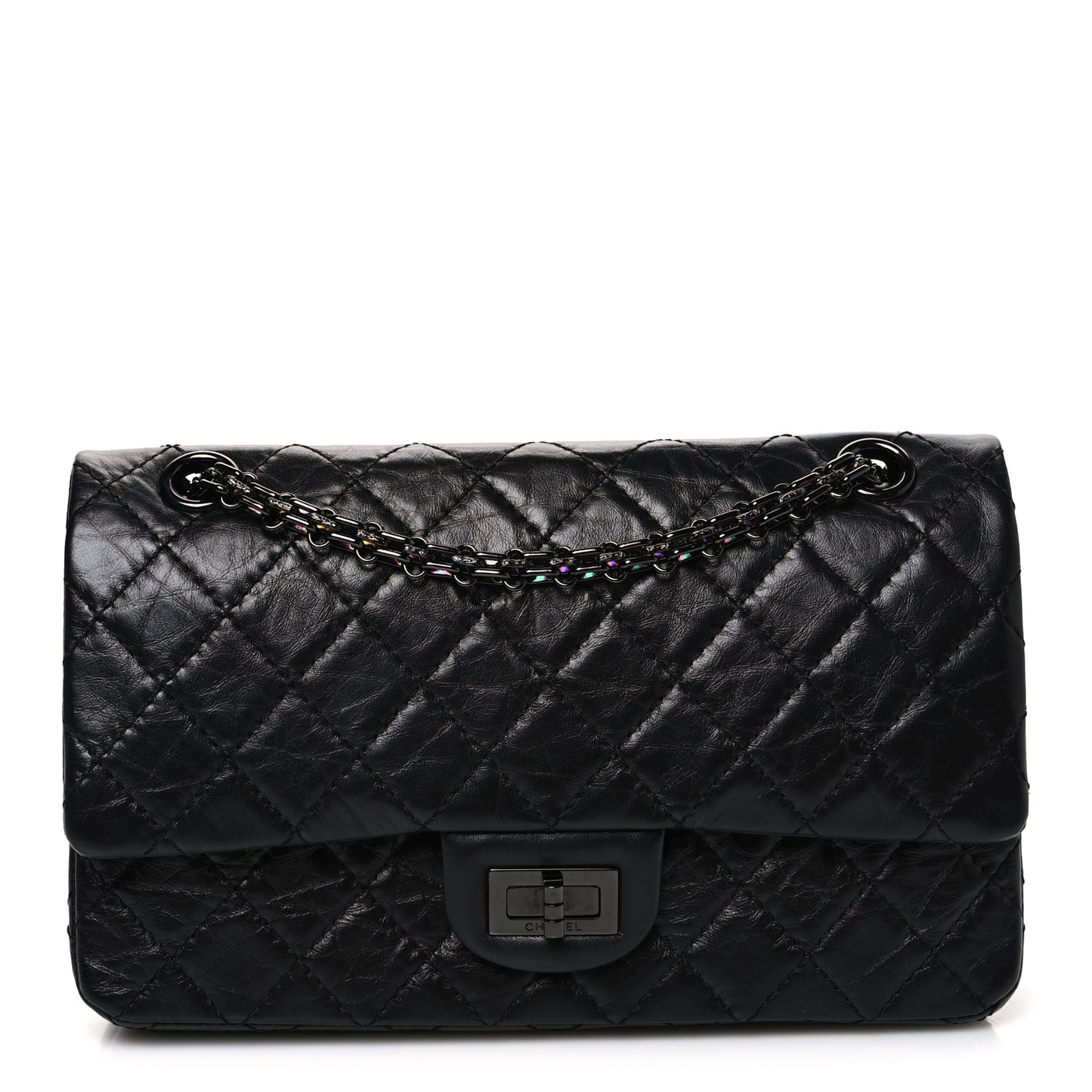 Aged Calfskin Quilted 2.55 Reissue 225 Flap So Black