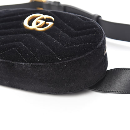Gucci Velvet Matelasse GG Marmont Belt Bag 85 34 Black 9 of 11