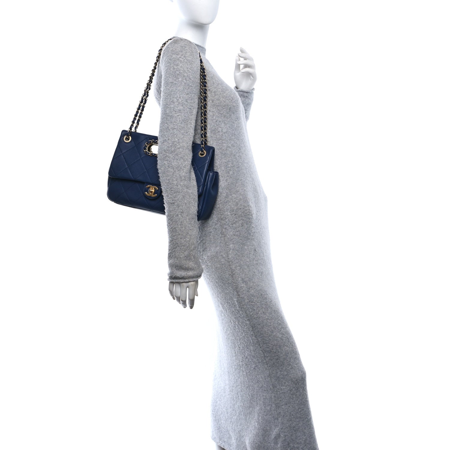 Chanel Lambskin A Real Catch Flap Bag Navy Blue 2 of 10