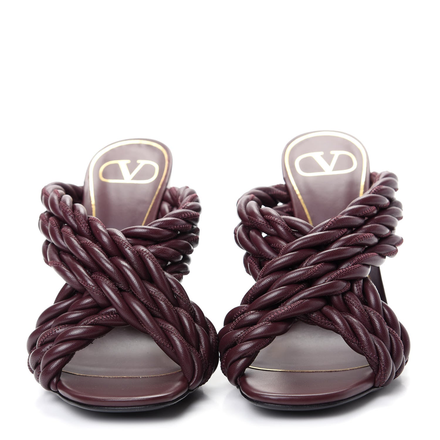 Valentino Garavani Nappa Crisscross Rope Slide Sandals 36 Rubin 2 of 10