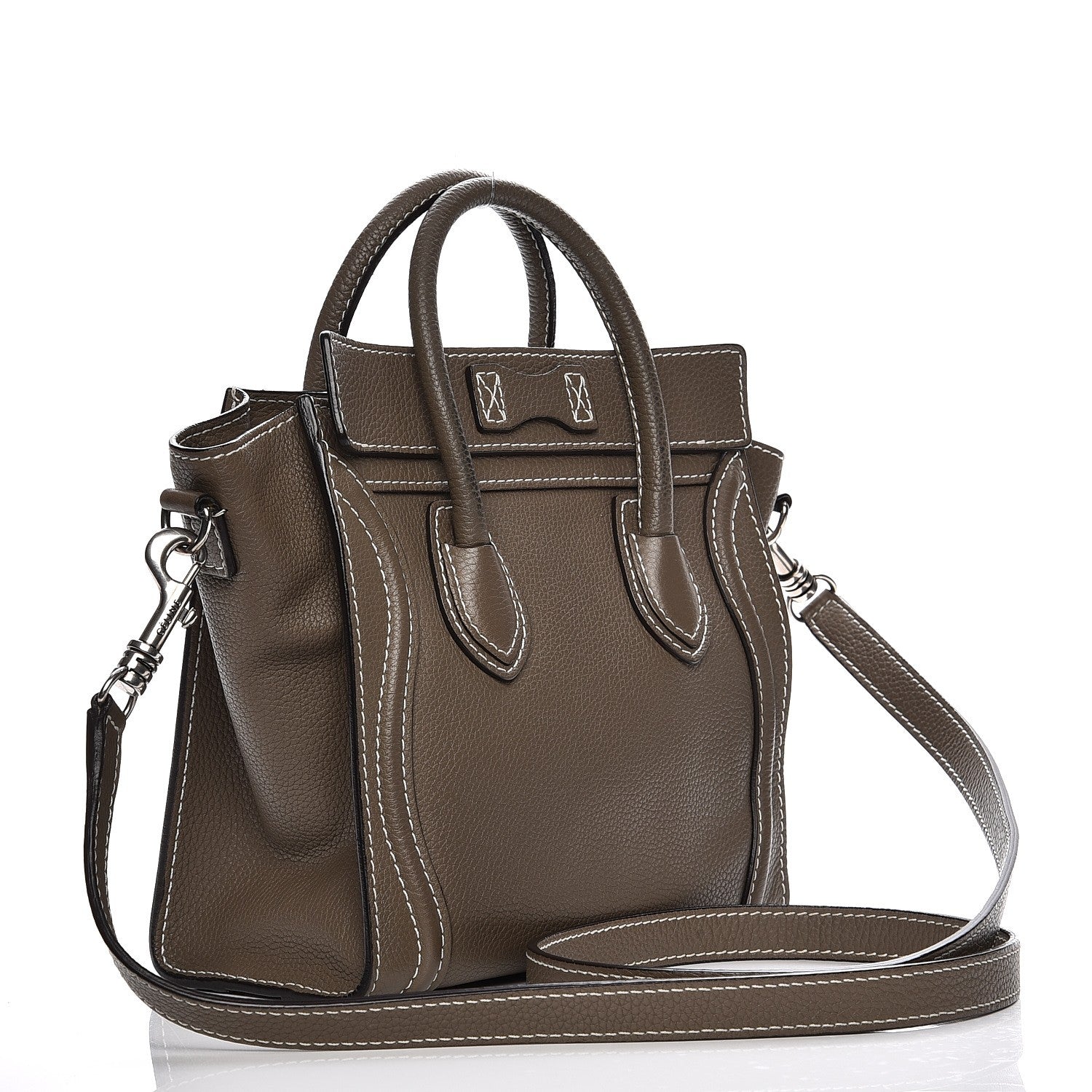 Celine Drummed Calfskin Nano Luggage Souris 3 of 10