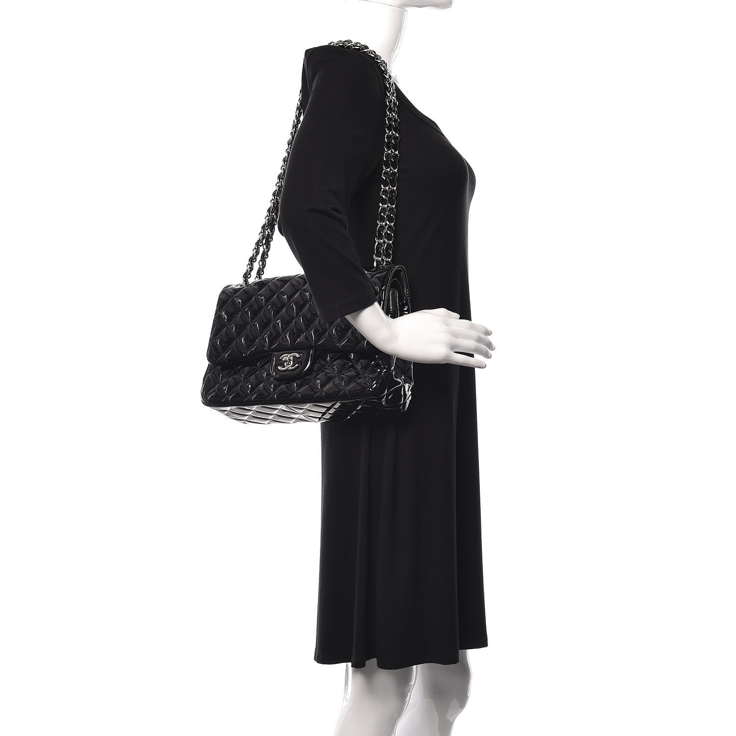 Chanel Patent Quilted Jumbo Double Flap Black 2 of 15