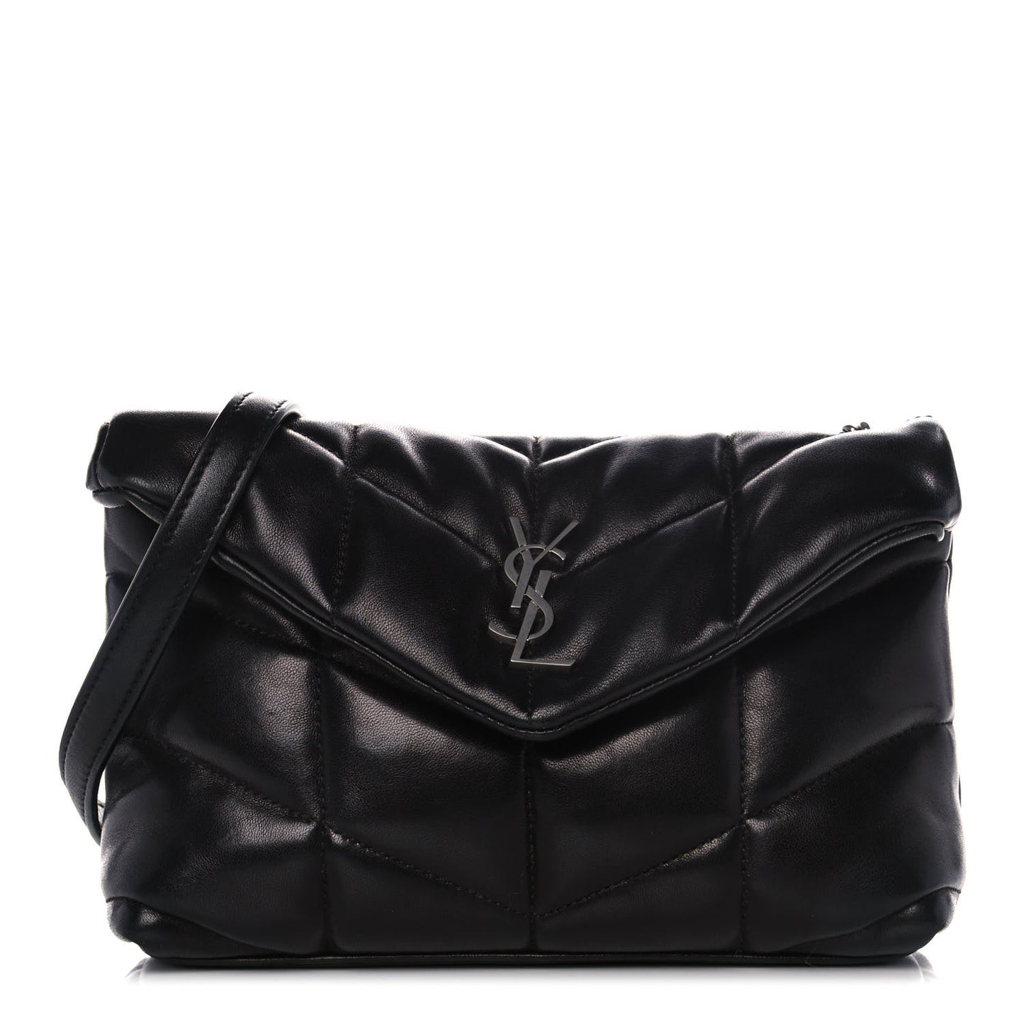 Lambskin Quilted Toy Loulou Puffer Monogram Chain Satchel Black
