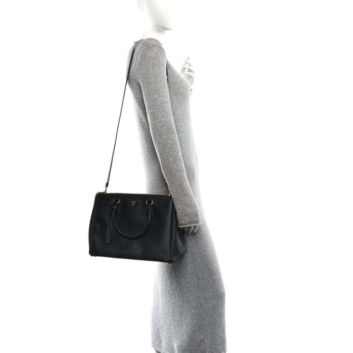 Prada Saffiano Lux Large Galleria Double Zip Tote Black 2 of 12