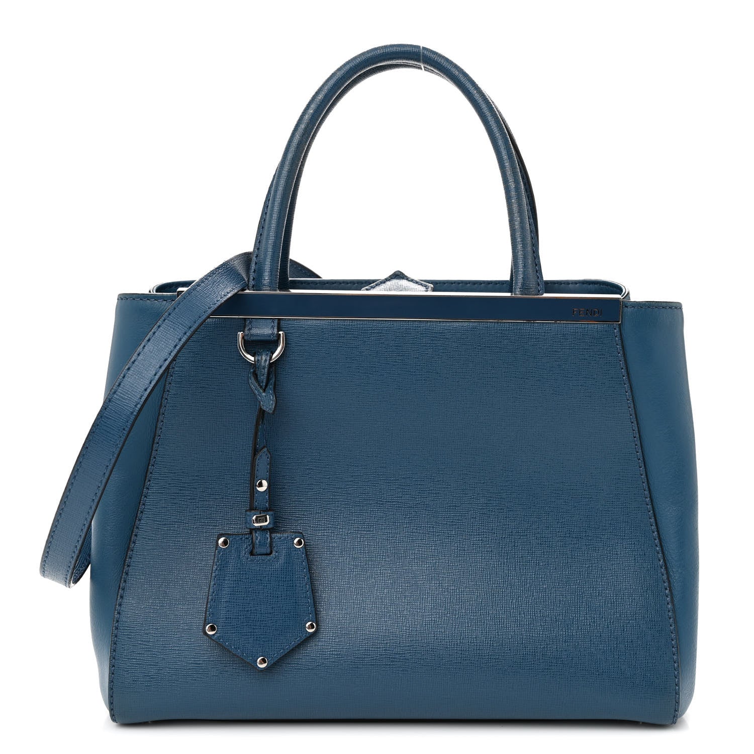 Fendi Vitello Elite Petite 2Jours Tote Blue Cobalto 1 of 14