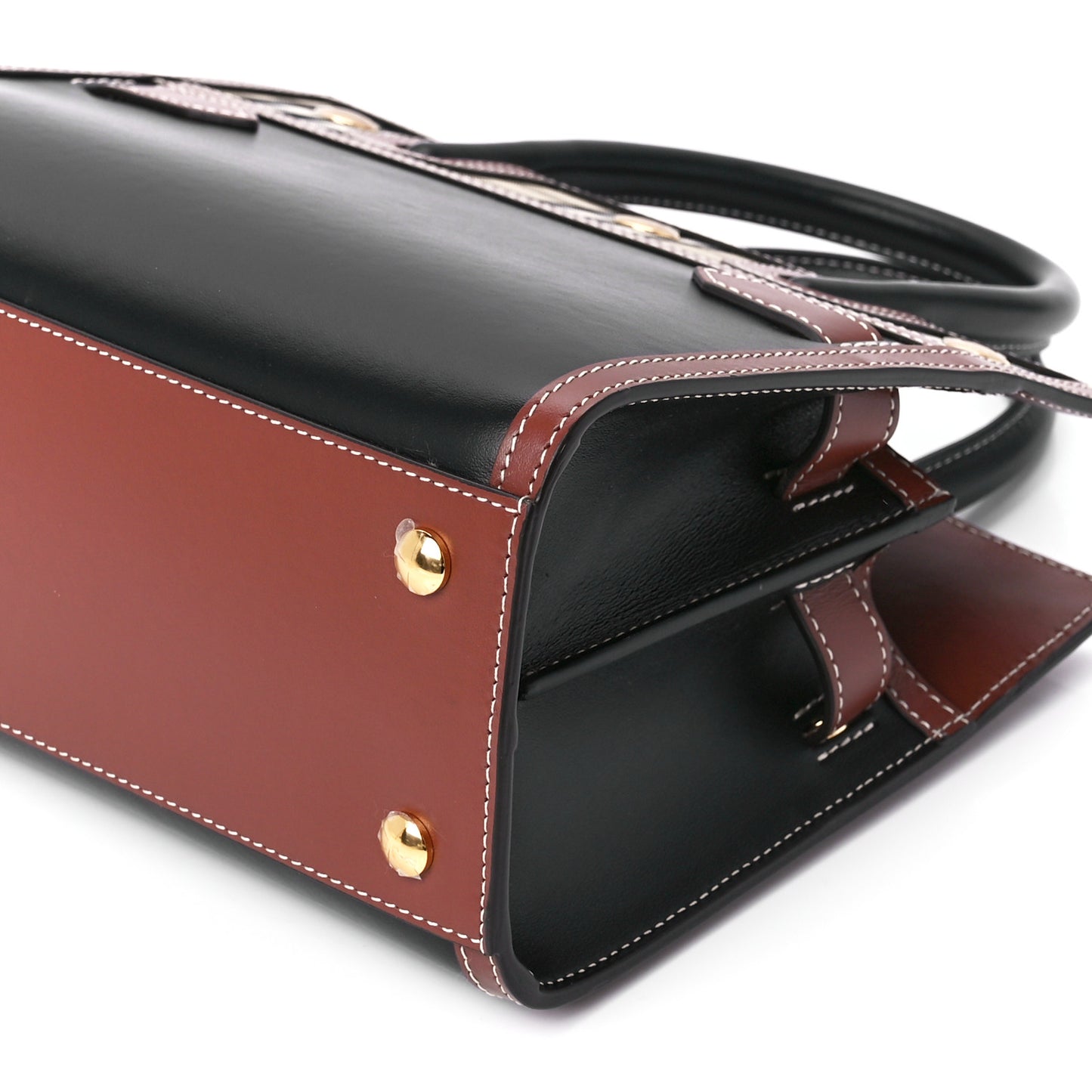 Calfskin Vintage Check Mini Two Handle Title Bag Black