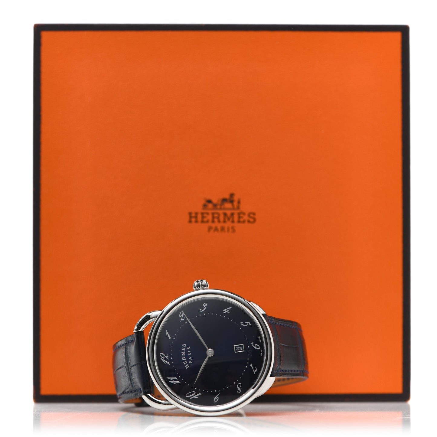 Stainless Steel Alligator 40mm Arceau Quartz Watch Bleu Abysse
