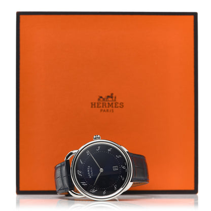 Hermes Stainless Steel Alligator 40mm Arceau Quartz Watch Bleu Abysse 5 of 5