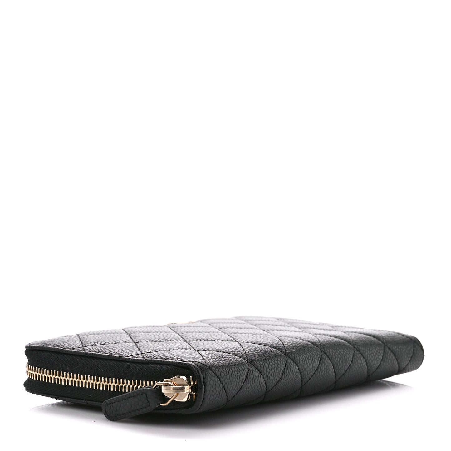 Caviar Quilted Large Zip Around Organizer Wallet Black