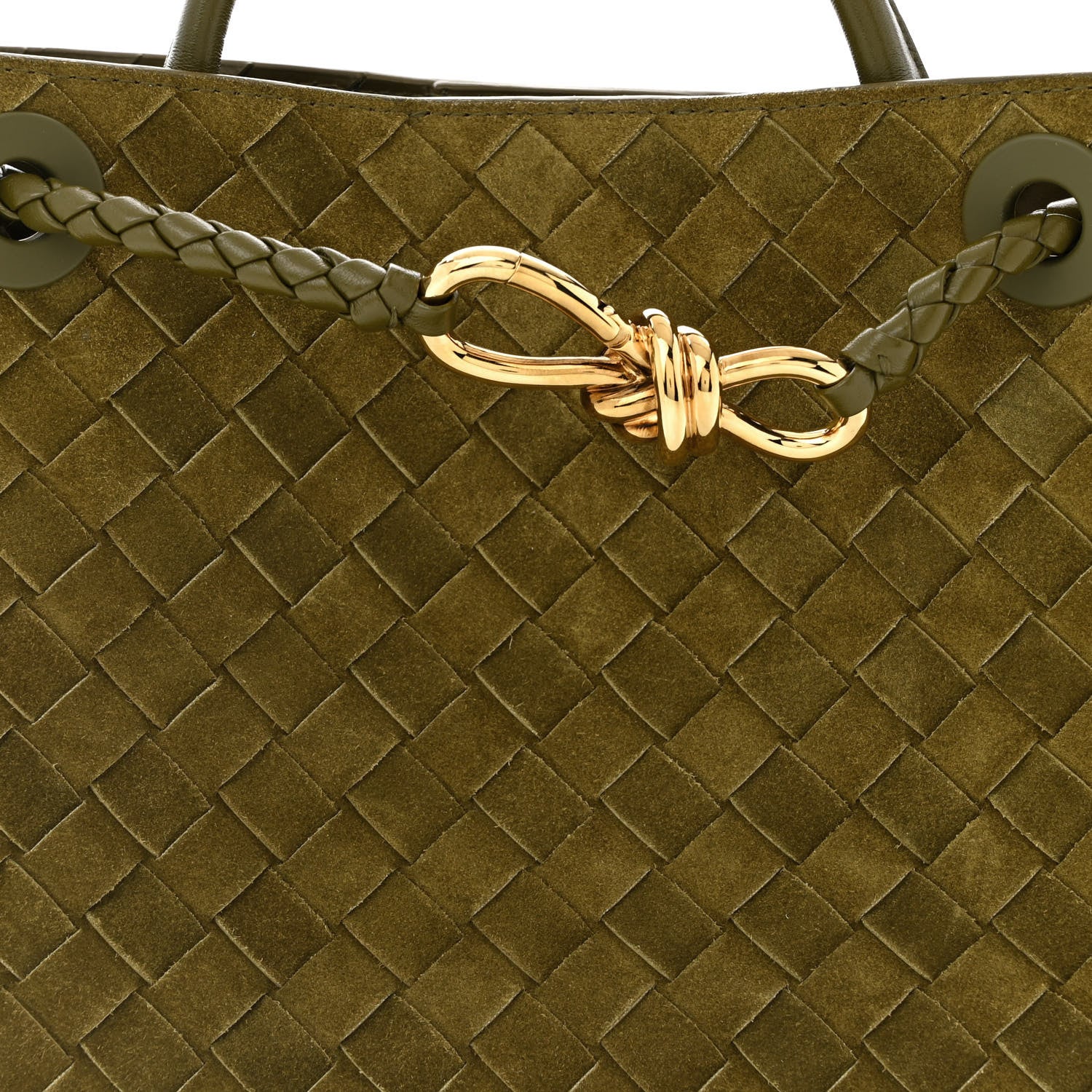 Bottega Veneta Suede Intrecciato Small Andiamo Shoulder Bag Olive Oil 7 of 9