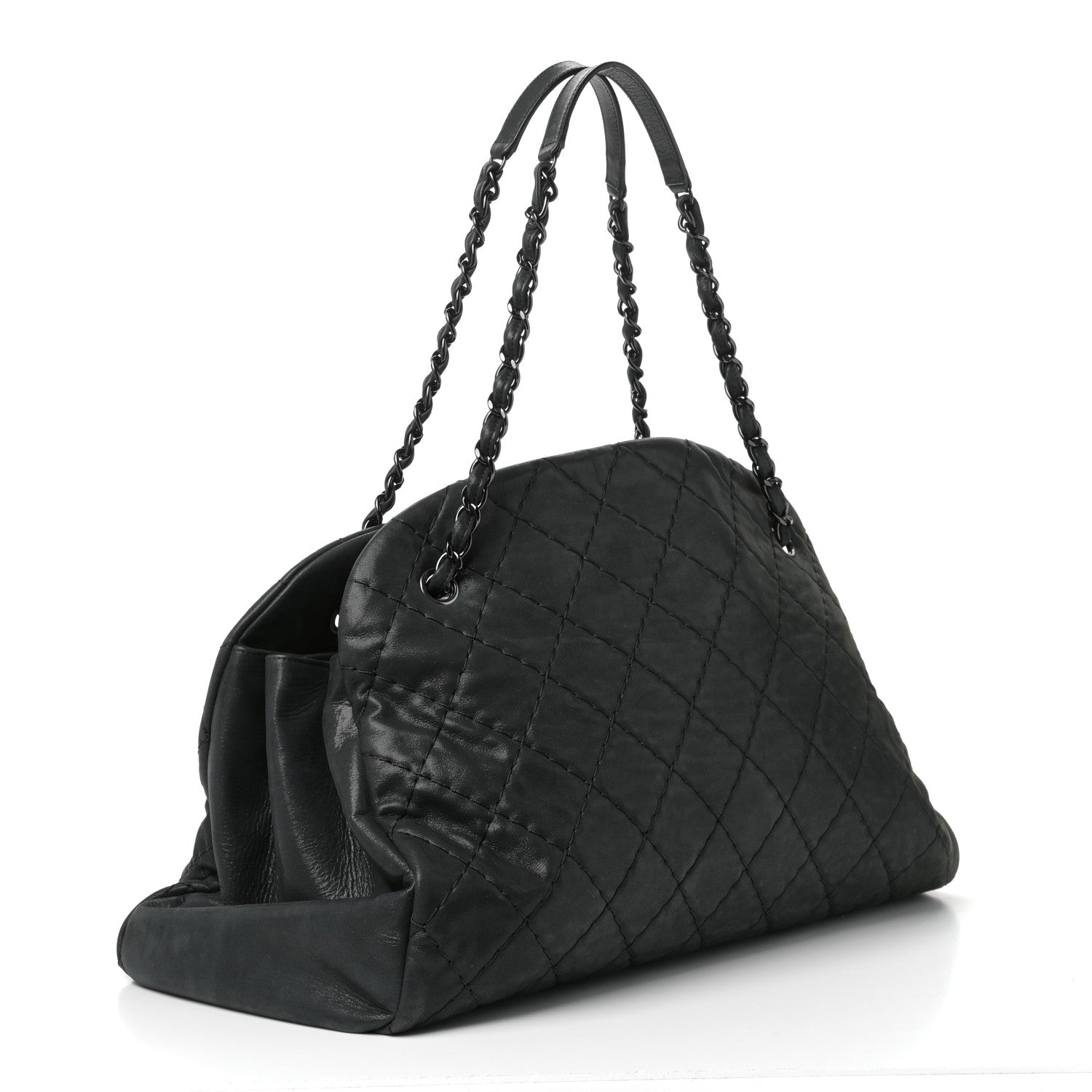 Chanel Iridescent Calfskin Large Just Mademoiselle Bowling Bag Black 3 of 13