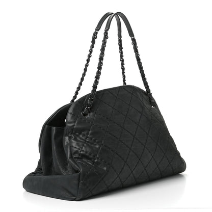 Chanel Iridescent Calfskin Large Just Mademoiselle Bowling Bag Black 3 of 13