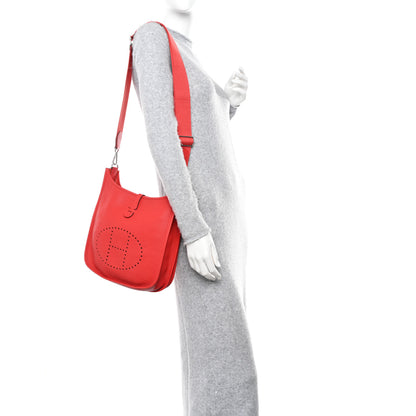 Hermes Taurillon Clemence Evelyne III PM Rouge Tomate 2 of 15