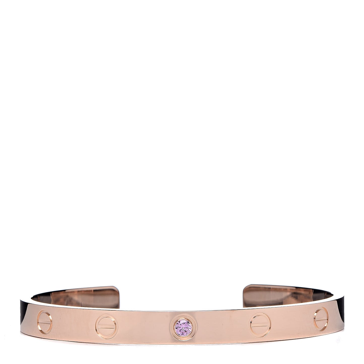 18K Pink Gold Pink Sapphire LOVE Cuff Bracelet 17