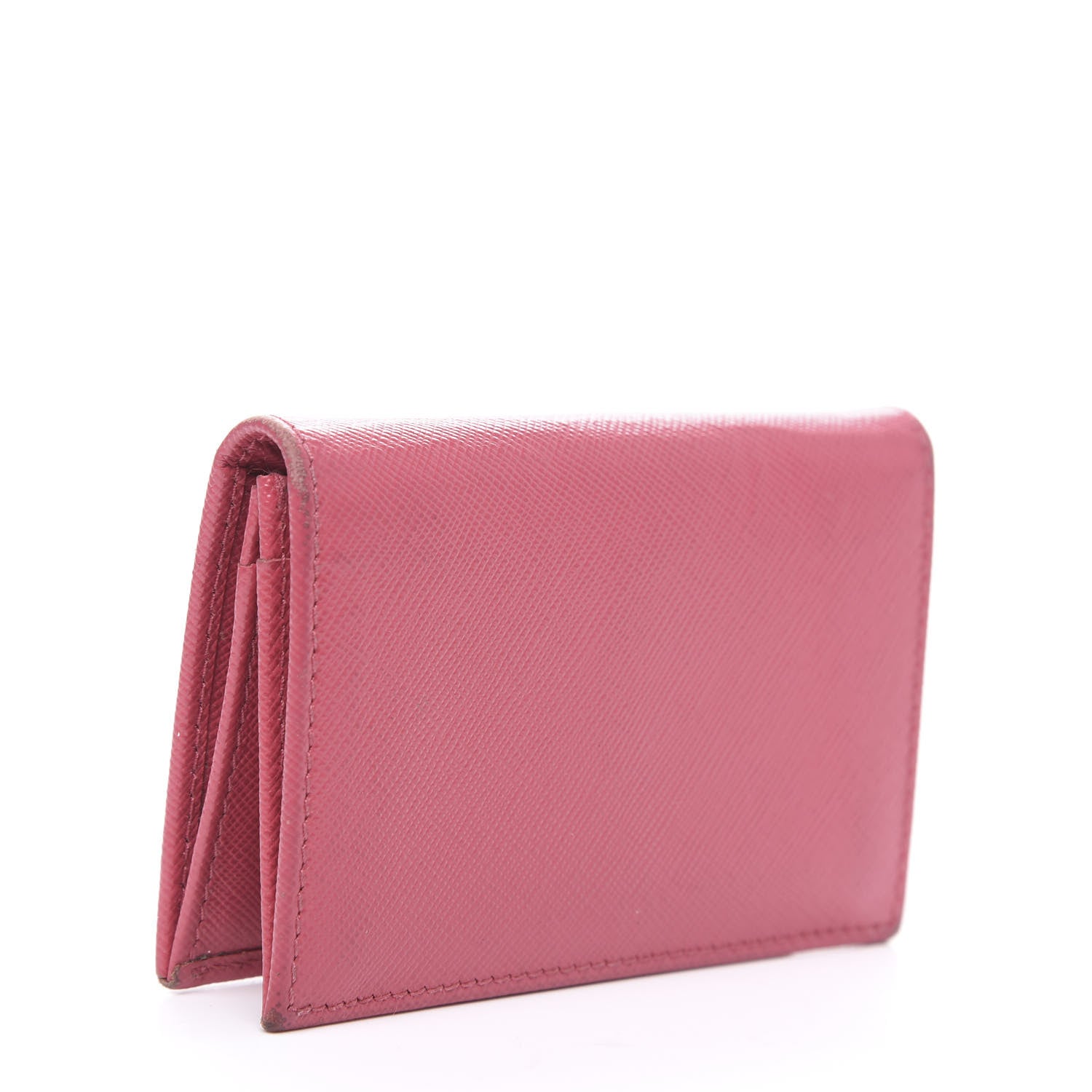 Prada Saffiano Metal Bi-Fold Card Holder Wallet Peonia 2 of 10