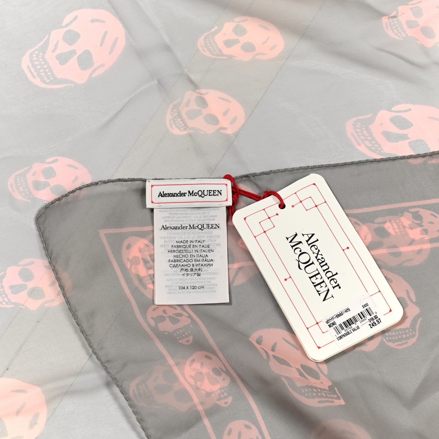 Silk Chiffon Skull Scarf Grey