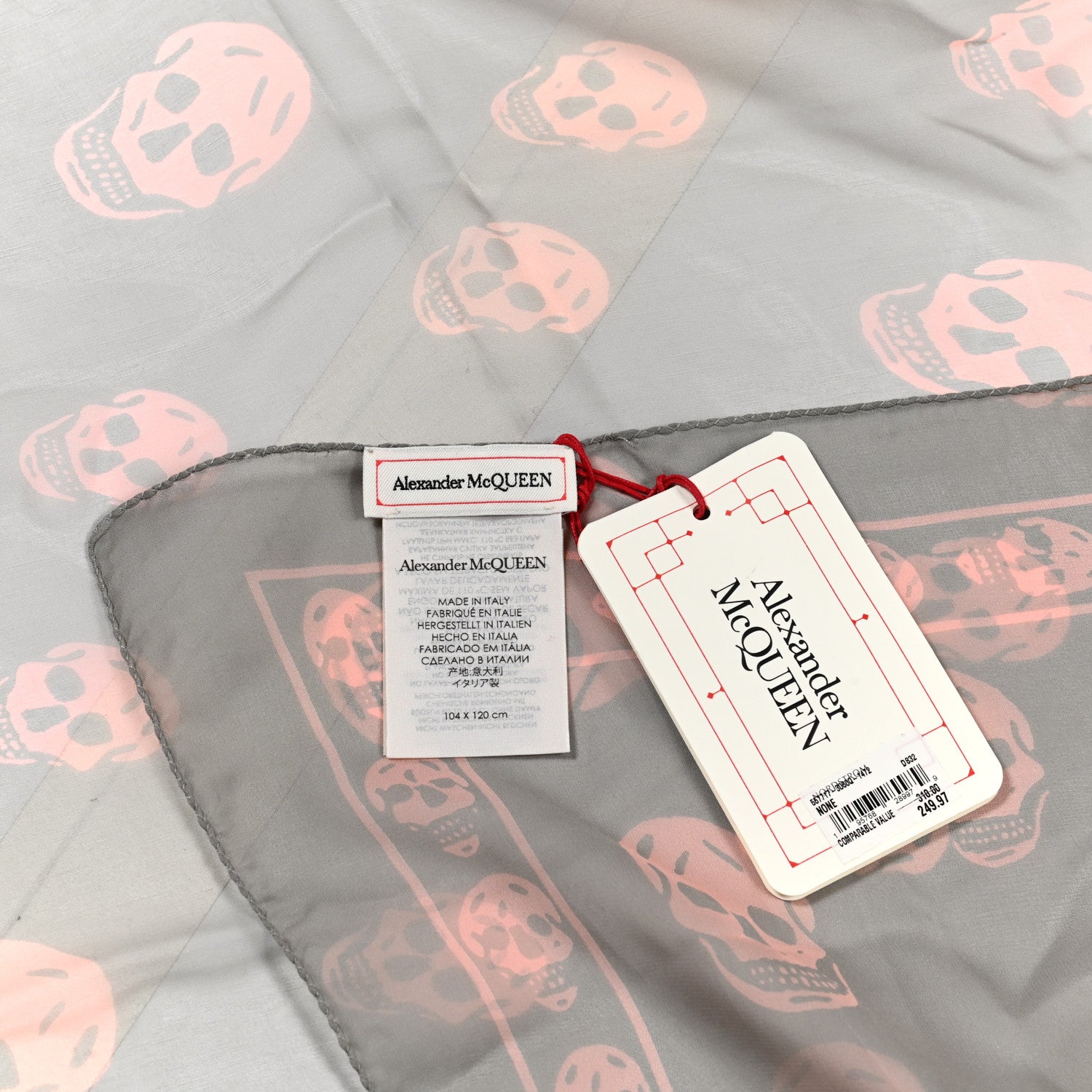 Alexander McQueen Silk Chiffon Skull Scarf Grey 2 of 3
