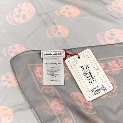Alexander McQueen Silk Chiffon Skull Scarf Grey 2 of 3