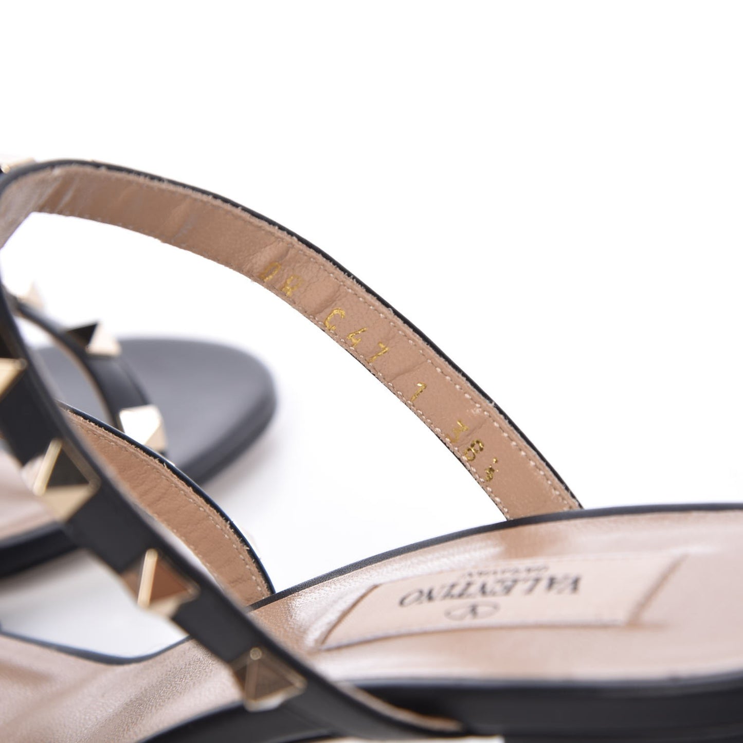 Calfskin Rockstud 60mm Caged Slide Sandals 38.5 Black