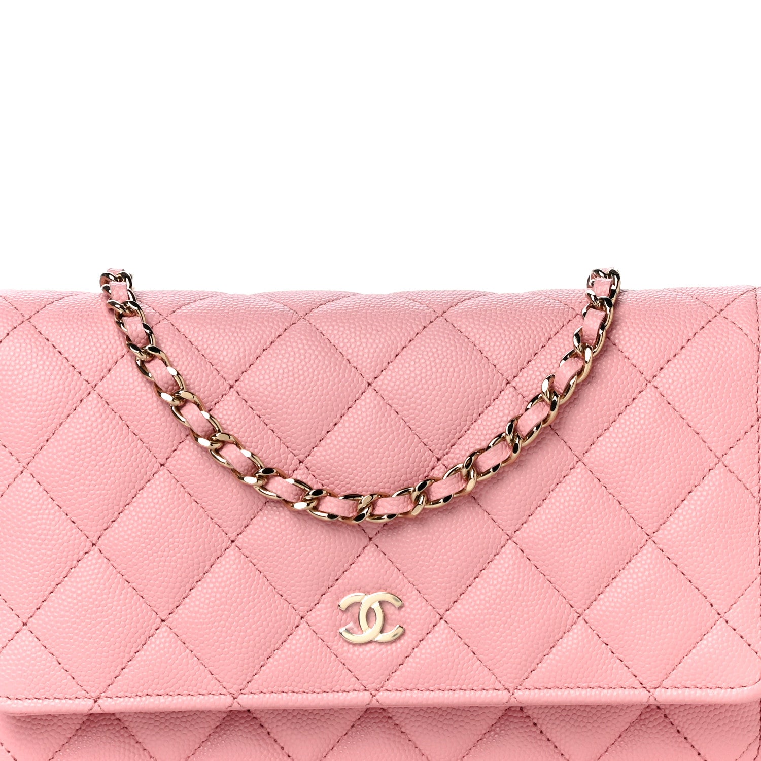 Chanel Caviar Quilted Wallet on Chain WOC Light Pink 8 of 12
