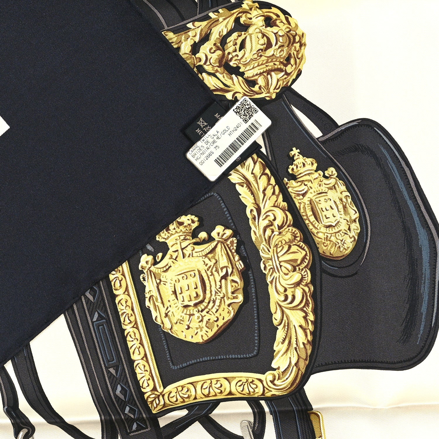 Hermes Silk Brides De Gala Scarf 90 Black Creme Gold 3 of 3