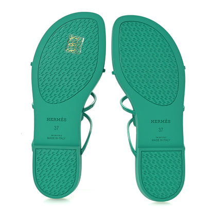 Hermes Rubber Womens Mykonos Sandals 37 Vert Tourmaline 6 of 9